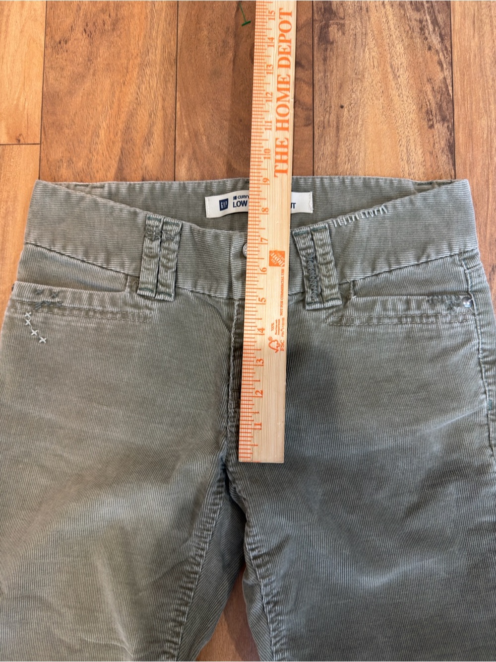Vintage Gap Curvy Low Rise Bootcut Corduroy Pants Sage Green Size 6R Y2K 90s - Picture 7 of 8